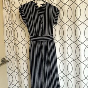 women’s navy blue striped romper